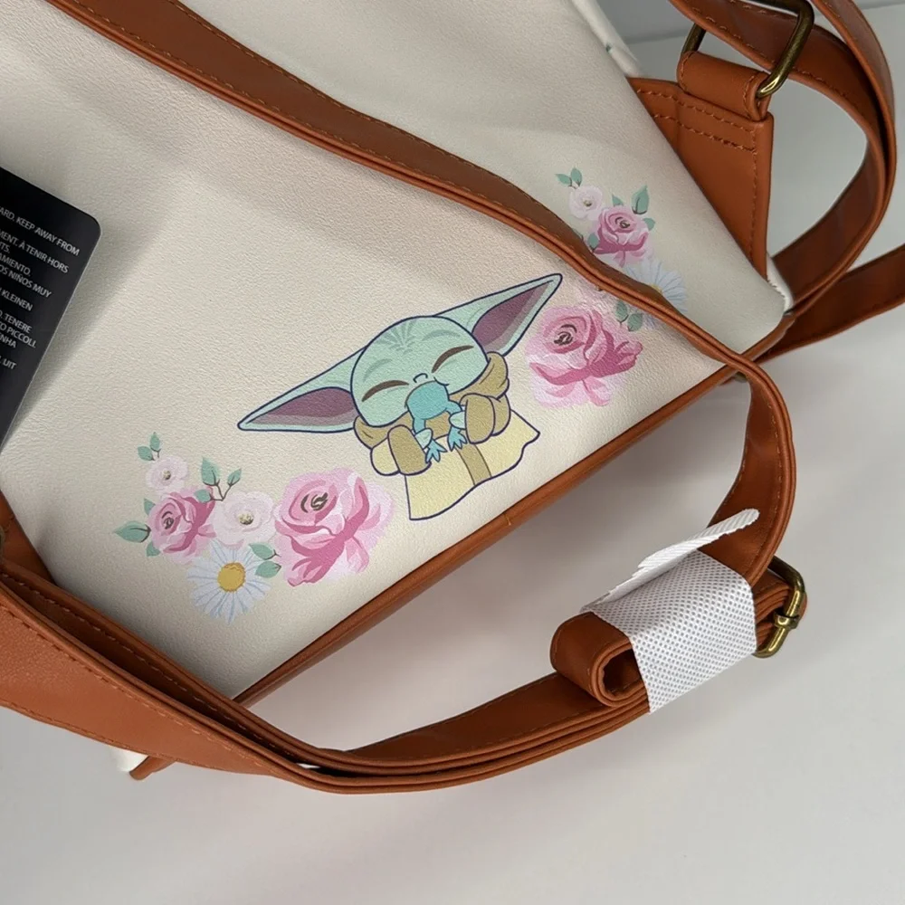 NWT Loungefly Star Wars The Mandalorian Grogu With Frogs & Flowers Mini Backpack